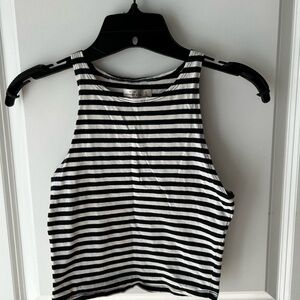 Fitted Black and White Crop Tank Top